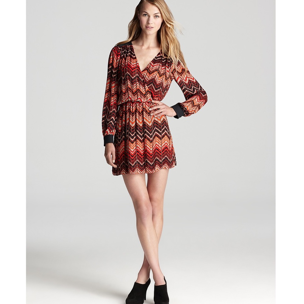 Zig Zag Parker Wrap Dress with Gold Beading